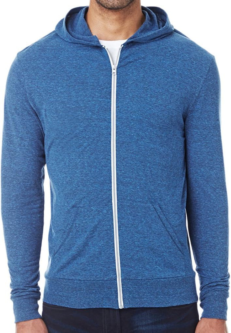 Men'S Lightweight Triblend Zippered Hoodie - No Drawcord