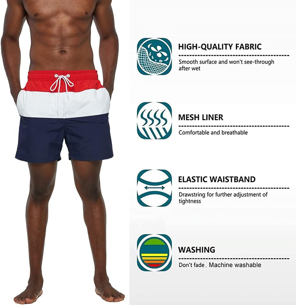 Mens Swim Trunks with Mesh Lining 