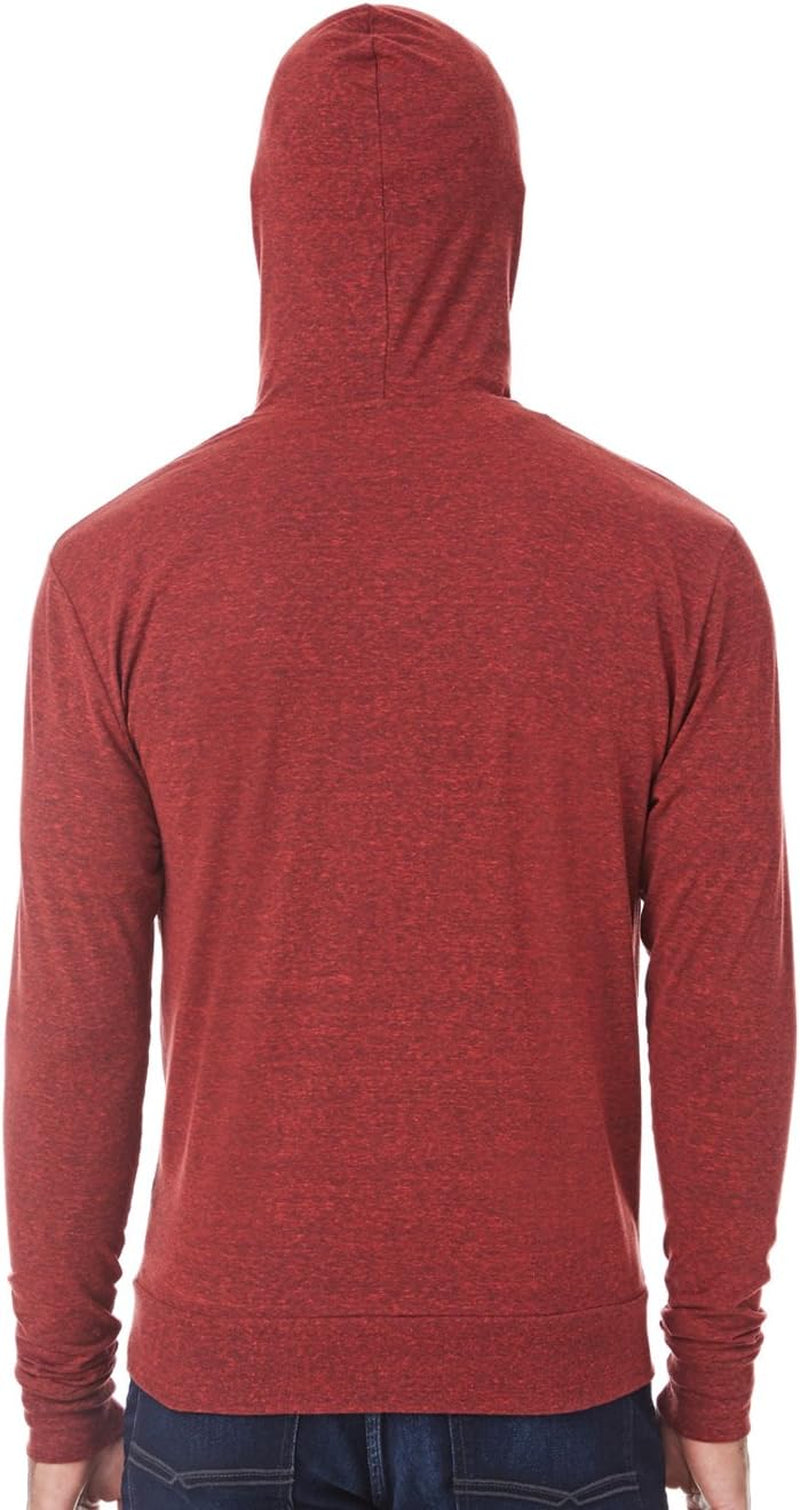 Men'S Lightweight Triblend Zippered Hoodie - No Drawcord